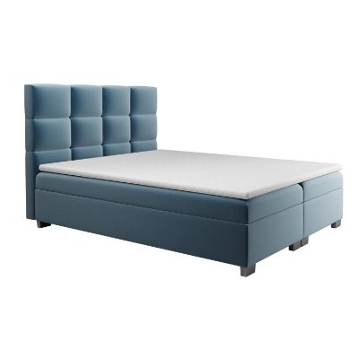 Pat tapitat boxspring 160 x 200 cm albastru Kanada